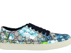 GUCCI Men's Bloom Flower Print Blue Supreme GG Canvas Sneaker Shoes